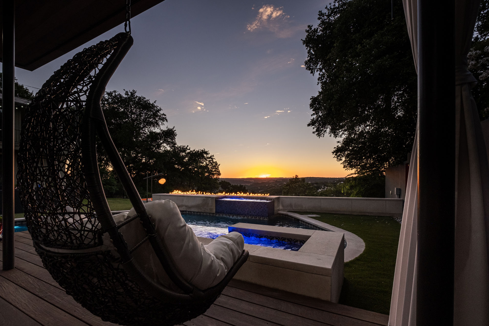 Austin Outdoor Design Pool Sunset