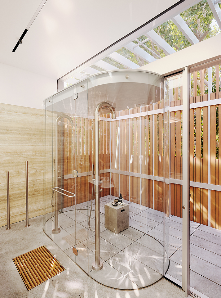 Fougeron Architecture curved glass shower by Supreme Glass